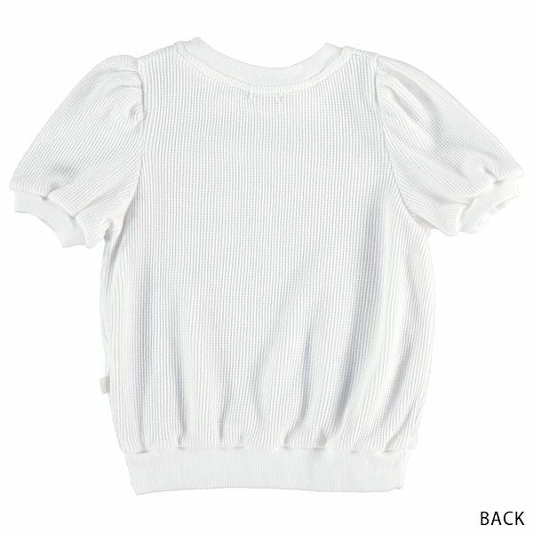 オーガニックコットン キッズワッフルパフスリーブトップ