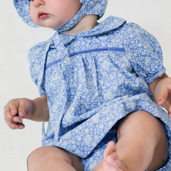 オーガニックコットン ベビーフローラルパフスリーブドレス