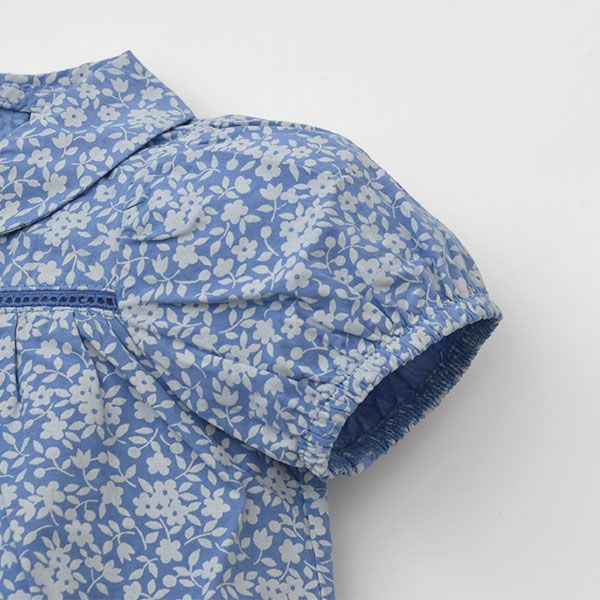 オーガニックコットン ベビーフローラルパフスリーブドレス