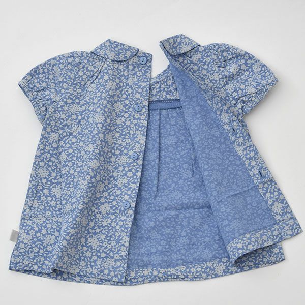 オーガニックコットン ベビーフローラルパフスリーブドレス