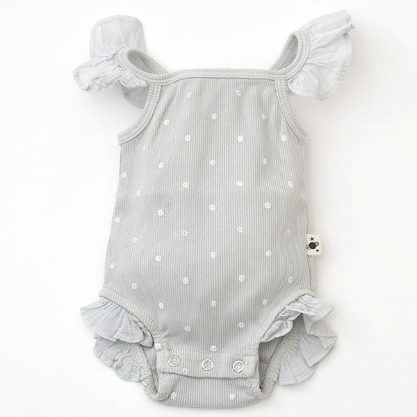 オーガニックコットン ベビーリブフリルボディDOTS