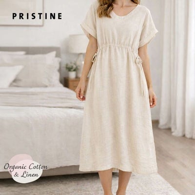 オーガニックコットン&リネン ダブルガーゼ湯上がりワンピース グレー M