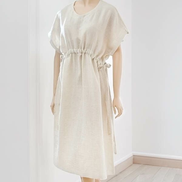 オーガニックコットン&リネン ダブルガーゼ湯上がりワンピース グレー M