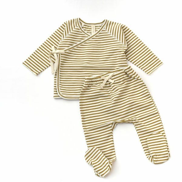 オーガニックコットン ベビー合わせトップス＆足つきパンツ Stripe