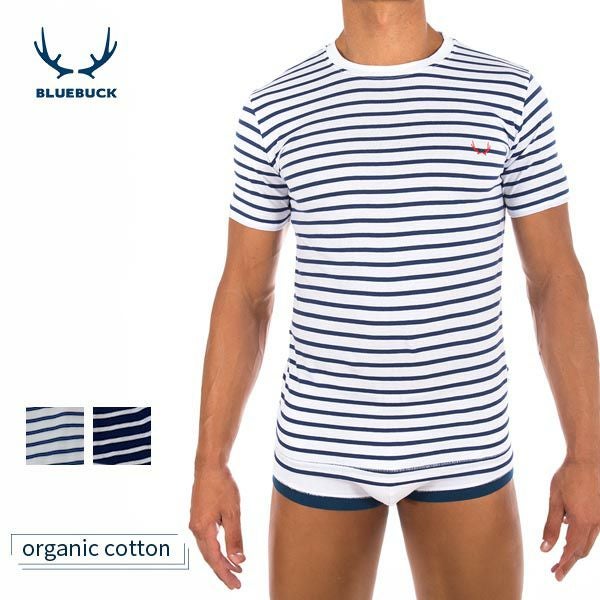 オーガニックコットン メンズクルーネックＴシャツ Stripes(半袖)