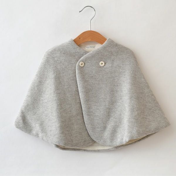 オーガニックコットン＆ヤク ガーターニットケープ グレー 80-90