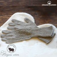 オーガニックコットン ヤク＆スーピマ ロング手袋 モクグレー M