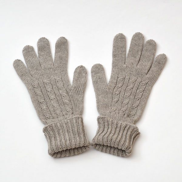 オーガニックコットン ヤク＆スーピマ ロング手袋 モクグレー M