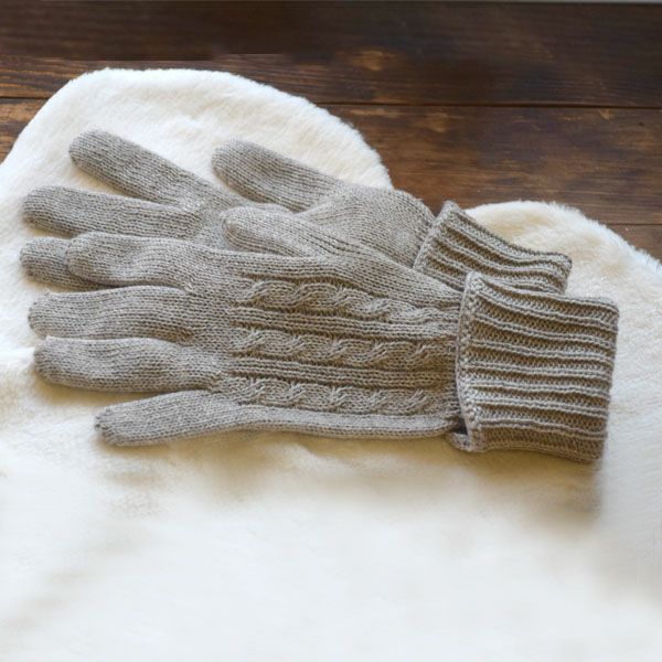 オーガニックコットン ヤク＆スーピマ ロング手袋 モクグレー M