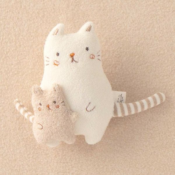 オーガニックコットン 【ママだっこ】親子にぎにぎ ねこ