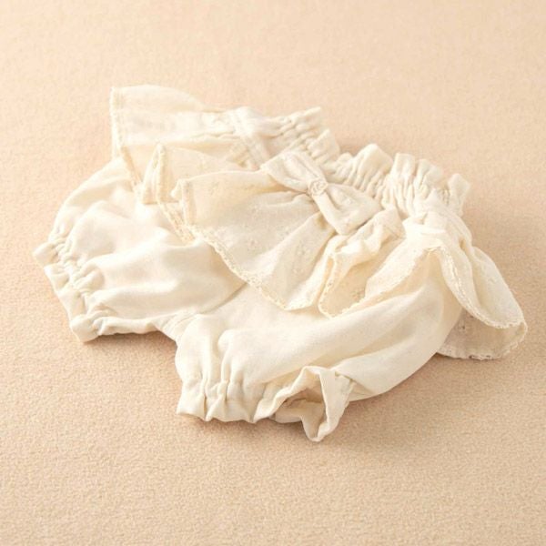 オーガニックコットン ベビー花柄刺しゅうガーゼフリルパンツ 80