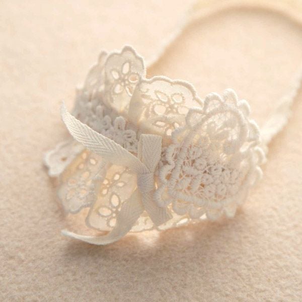 オーガニックコットン ベビー【ハートレース】ヘアバンド ナチュラル