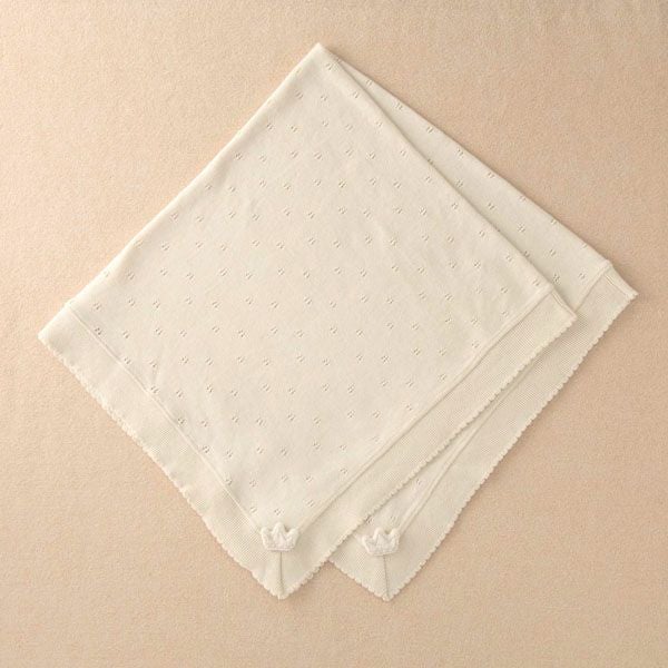 オーガニックコットン 【王冠】ニットアフガン ナチュラル 82×82