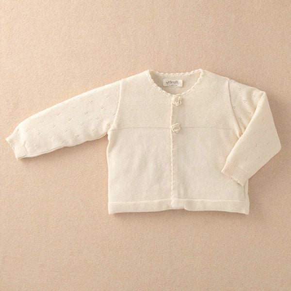 オーガニックコットン ベビーニットカーディガン フラワー 80