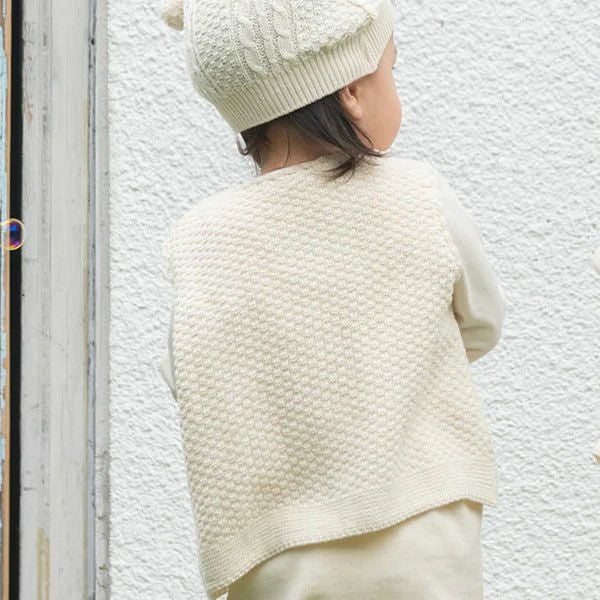 オーガニックコットン ベビーニットベスト ボタン 80