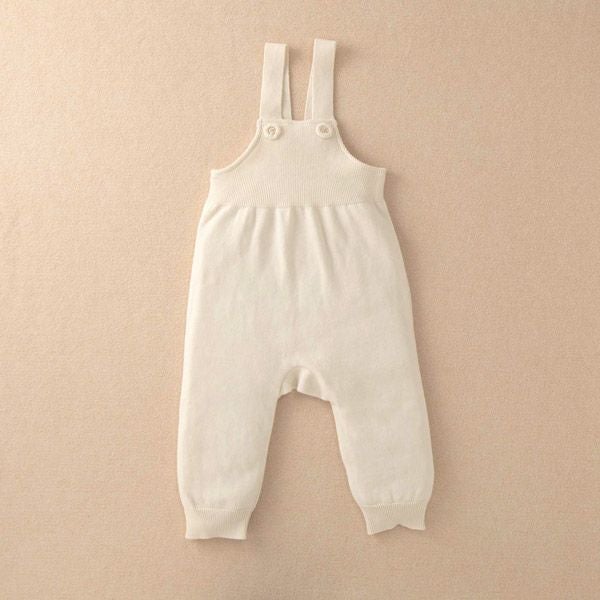 オーガニックコットン ベビーニットサロペット 編みボタン 80