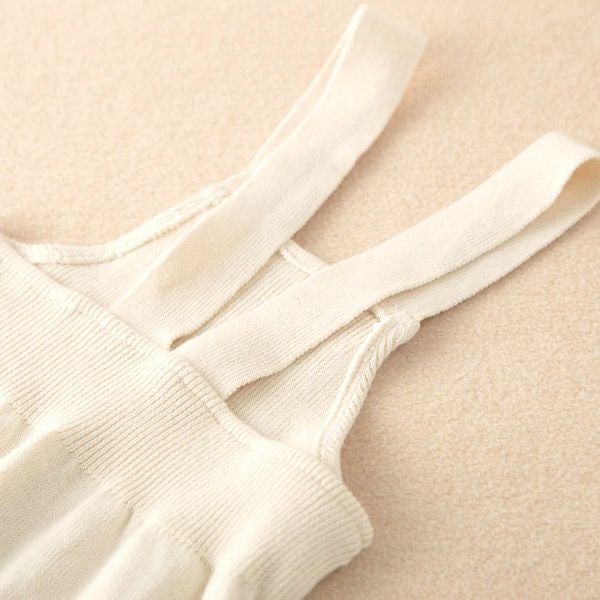 オーガニックコットン ベビーニットサロペット 編みボタン 80