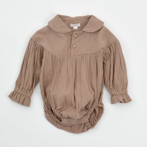 オーガニックコットン ベビークレープえり付きロンパース(長袖)