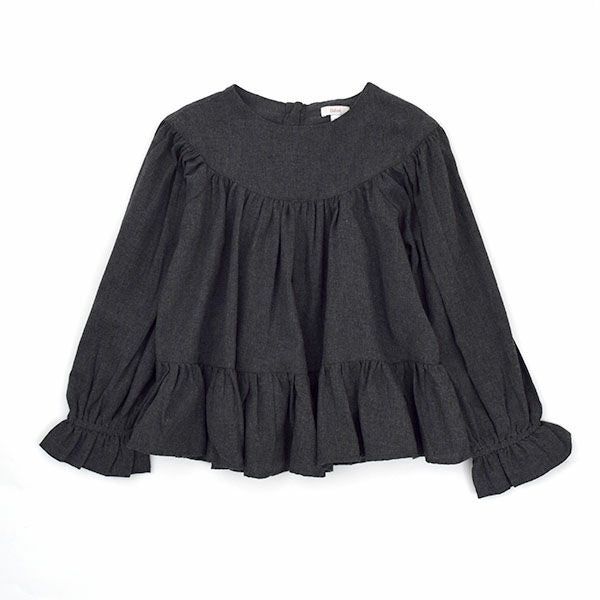 オーガニックコットン キッズフランネルフリルブラウス(長袖)