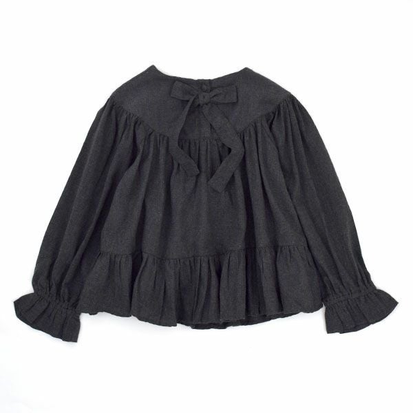 オーガニックコットン キッズフランネルフリルブラウス(長袖)
