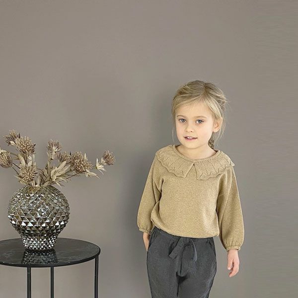 オーガニックコットン キッズフランネルテーパードパンツ