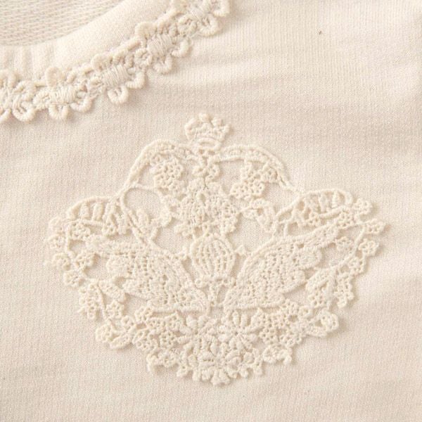 オーガニックコットン ベビー【エンジェルフェザーレース】長袖Ｔシャツ ナチュラル 80