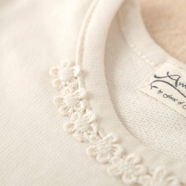 オーガニックコットン ベビー【エンジェルフェザーレース】長袖Ｔシャツ ナチュラル 80