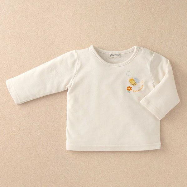 オーガニックコットン ベビー【みつばち】長袖Tシャツ 80
