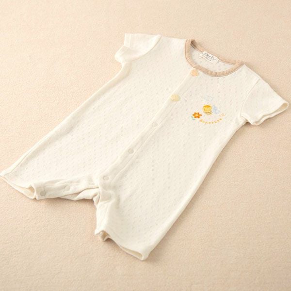 オーガニックコットン ベビー【みつばち】エリゼの半袖カバーオール 60-70