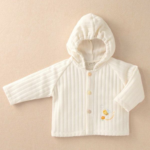 オーガニックコットン ベビー【みつばち】レーシーニットのパーカー 70-80
