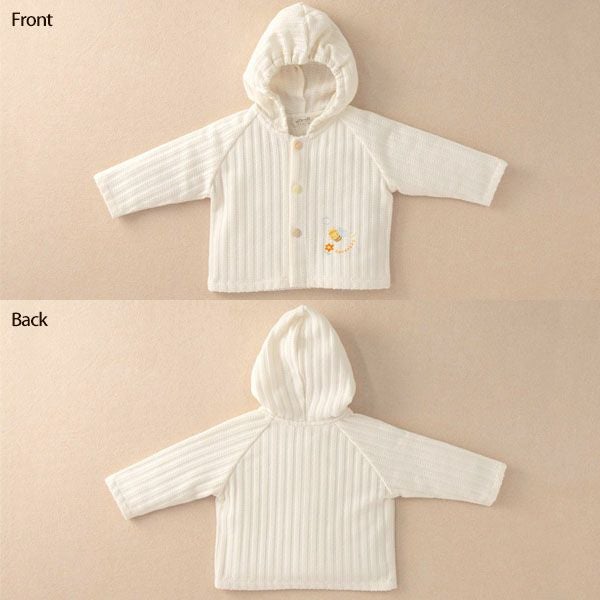 オーガニックコットン ベビー【みつばち】レーシーニットのパーカー 70-80