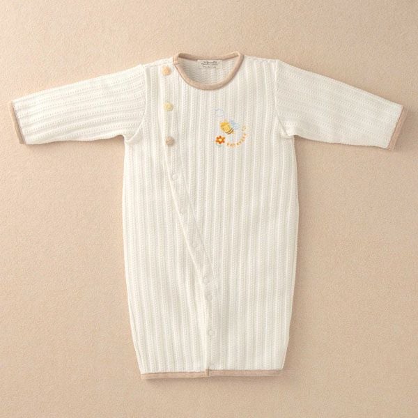 オーガニックコットン ベビー【みつばち】レーシーニットの兼用ドレス 50-70