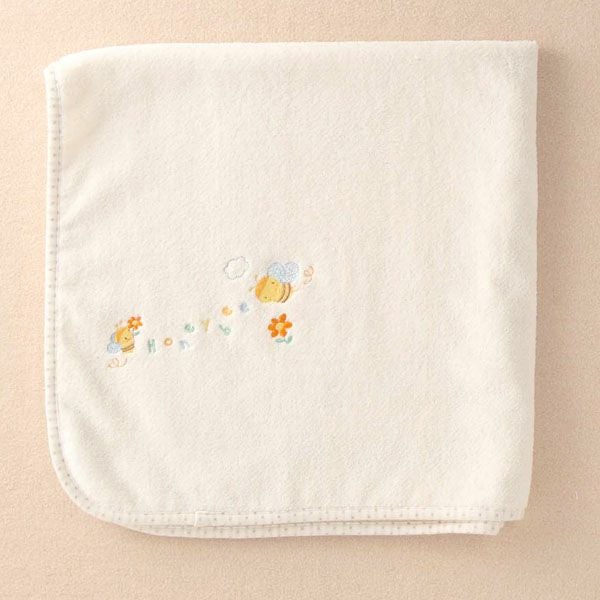 オーガニックコットン ベビー【みつばち】シャーリングパイルのアフガン 75×75