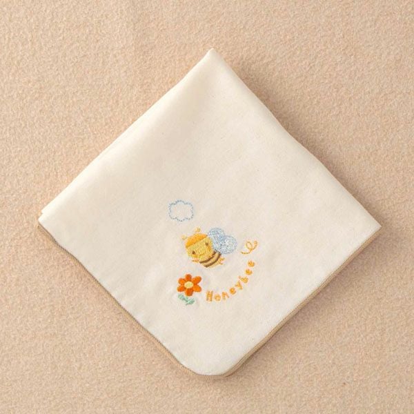 オーガニックコットン ベビー【みつばち】ガーゼハンカチ 27×27