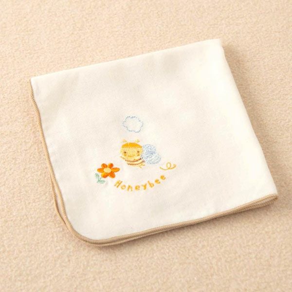 オーガニックコットン ベビー【みつばち】ガーゼハンカチ 27×27