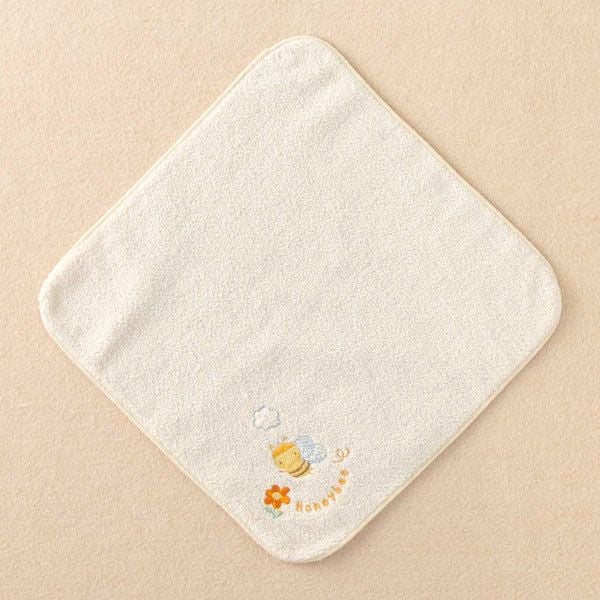 オーガニックコットン ベビー【みつばち】パイルハンカチ24×24