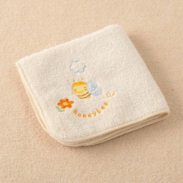 オーガニックコットン ベビー【みつばち】パイルハンカチ24×24