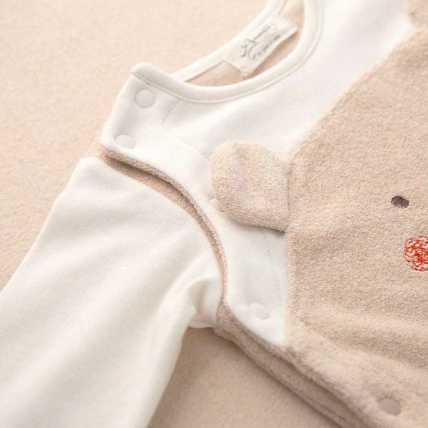 オーガニックコットン ベビー【くまのコットン】パイルとスムースのカバーオール 60-70