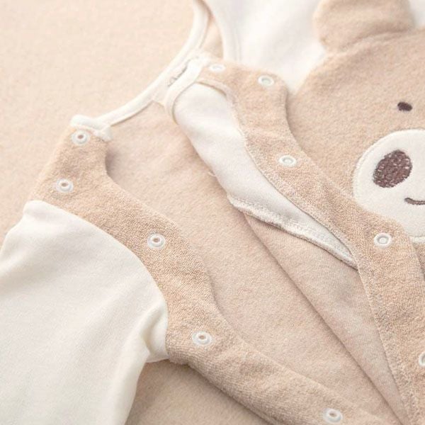 オーガニックコットン ベビー【くまのコットン】パイルとスムースのカバーオール 60-70