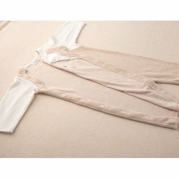 オーガニックコットン ベビー【くまのコットン】パイルとスムースのカバーオール 60-70