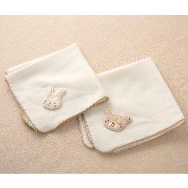 オーガニックコットン ベビー【小さな動物】ガーゼハンカチ