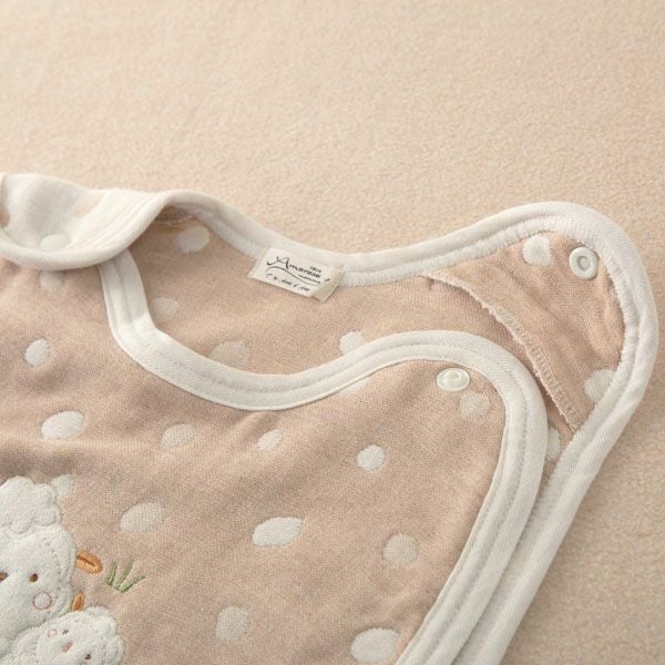 オーガニックコットン ベビー【ママだっこ】水玉5重ガーゼスリーパー