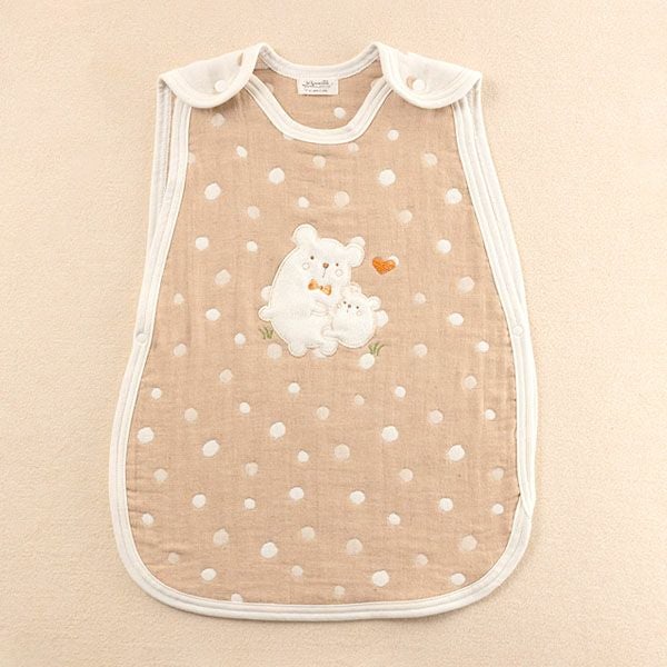 オーガニックコットン ベビー【ママだっこ】水玉5重ガーゼスリーパー