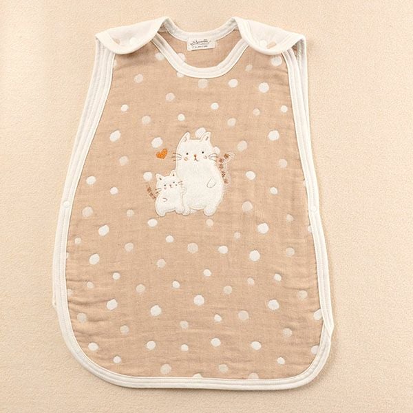 オーガニックコットン ベビー【ママだっこ】水玉5重ガーゼスリーパー