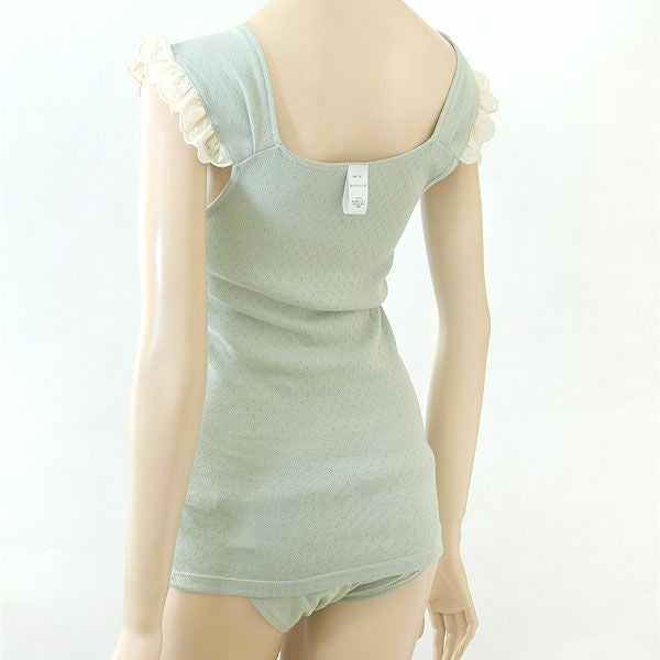 オーガニックコットン レースキャミソール（パッドポケット無） forest