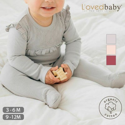 オーガニックコットン ベビーレース足つきカバーオール（長袖）