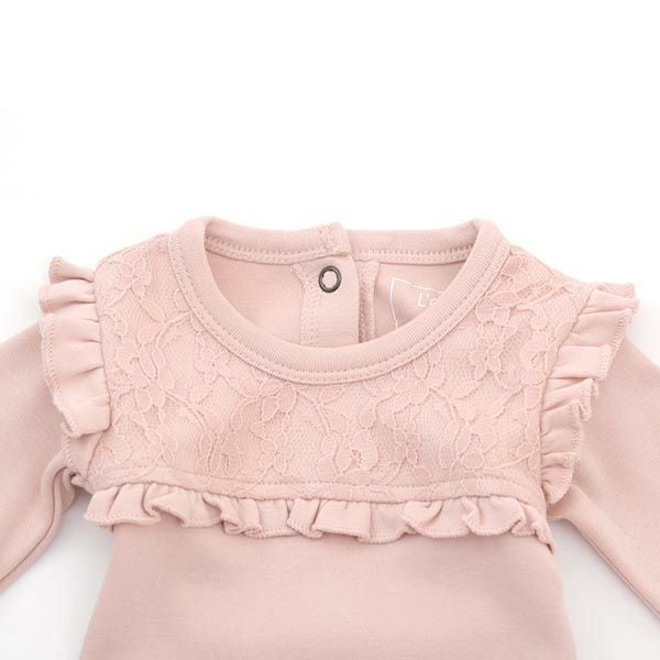 オーガニックコットン ベビーレース足つきカバーオール（長袖）