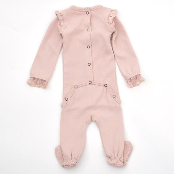 オーガニックコットン ベビーレース足つきカバーオール（長袖）