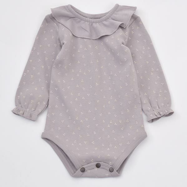オーガニックコットン ベビーラッフルボディスーツ(長袖)