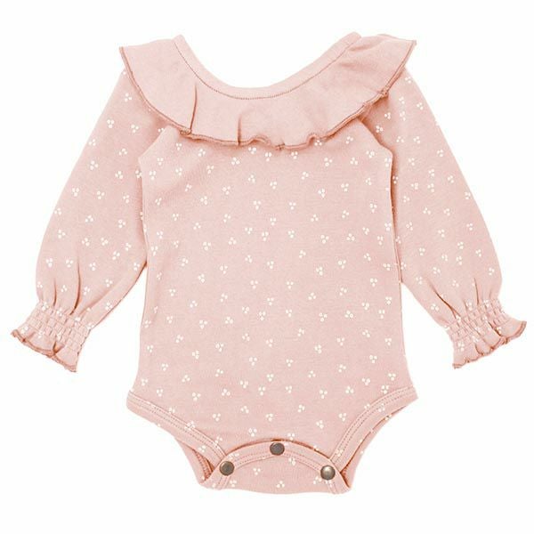オーガニックコットン ベビーラッフルボディスーツ(長袖)